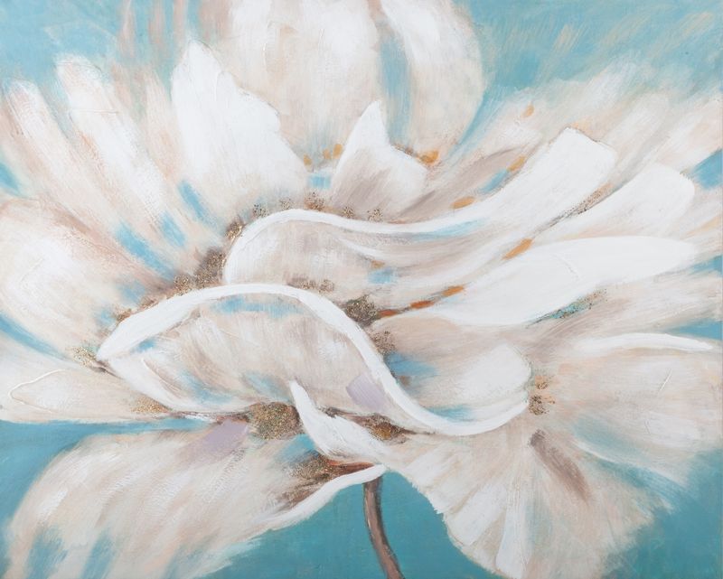 OBRAZ RĘCZNIE MALOWANY NA PŁÓTNIE KWIAT 80 X 100CM