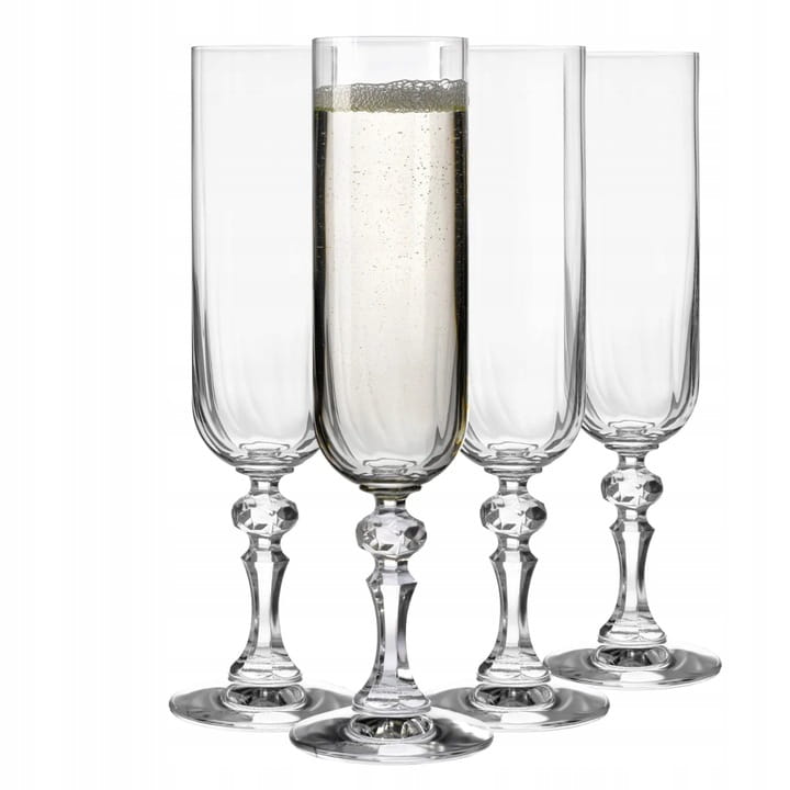 Kieliszki do Szampana Paris Krosno 4 szt 220 ml Eleganckie na Tłoczonej Nodze