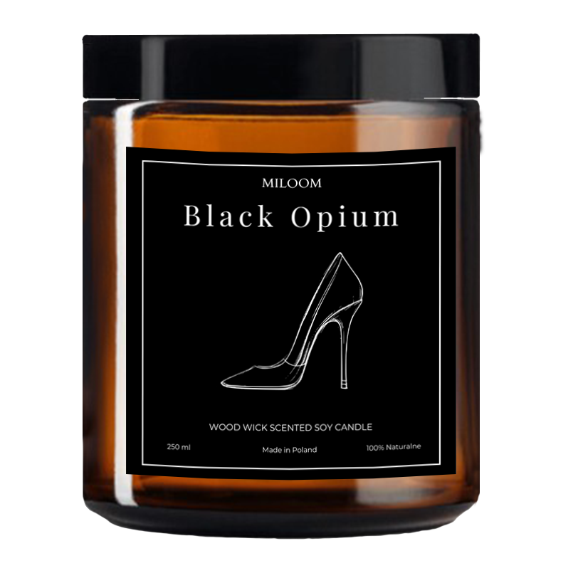 Świeca Sojowa Zapachowa z Drewnianym Knotem BLACK OPIUM 230 ml Miloom