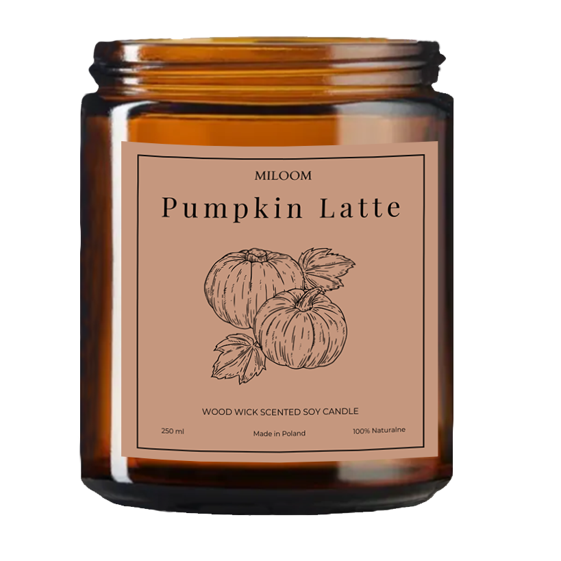 Świeca Sojowa Zapachowa z Drewnianym Knotem PUMPKIN LATTE 230 ml Miloom