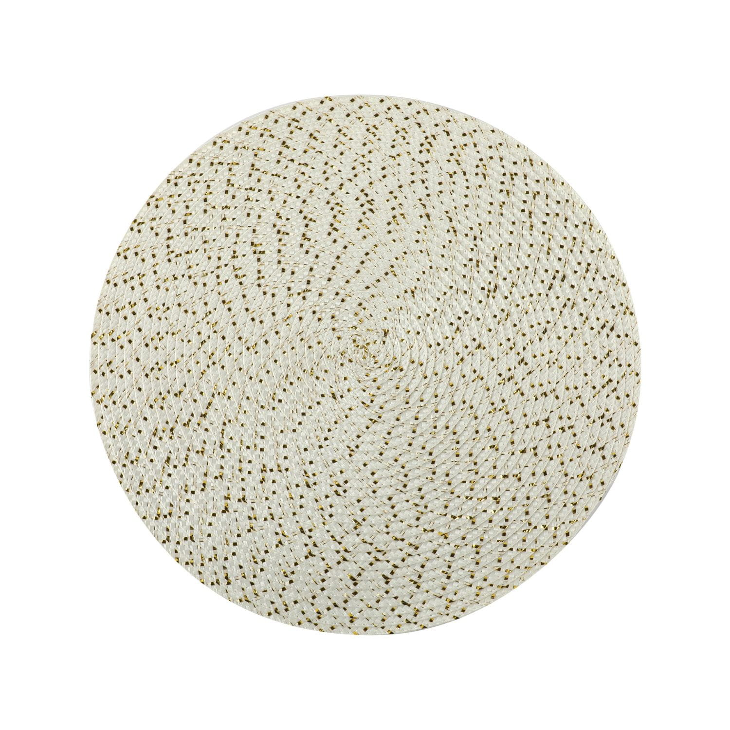 Beżowa- Złota Okrągła Podkładka Kuchenna Na Stół TOAST