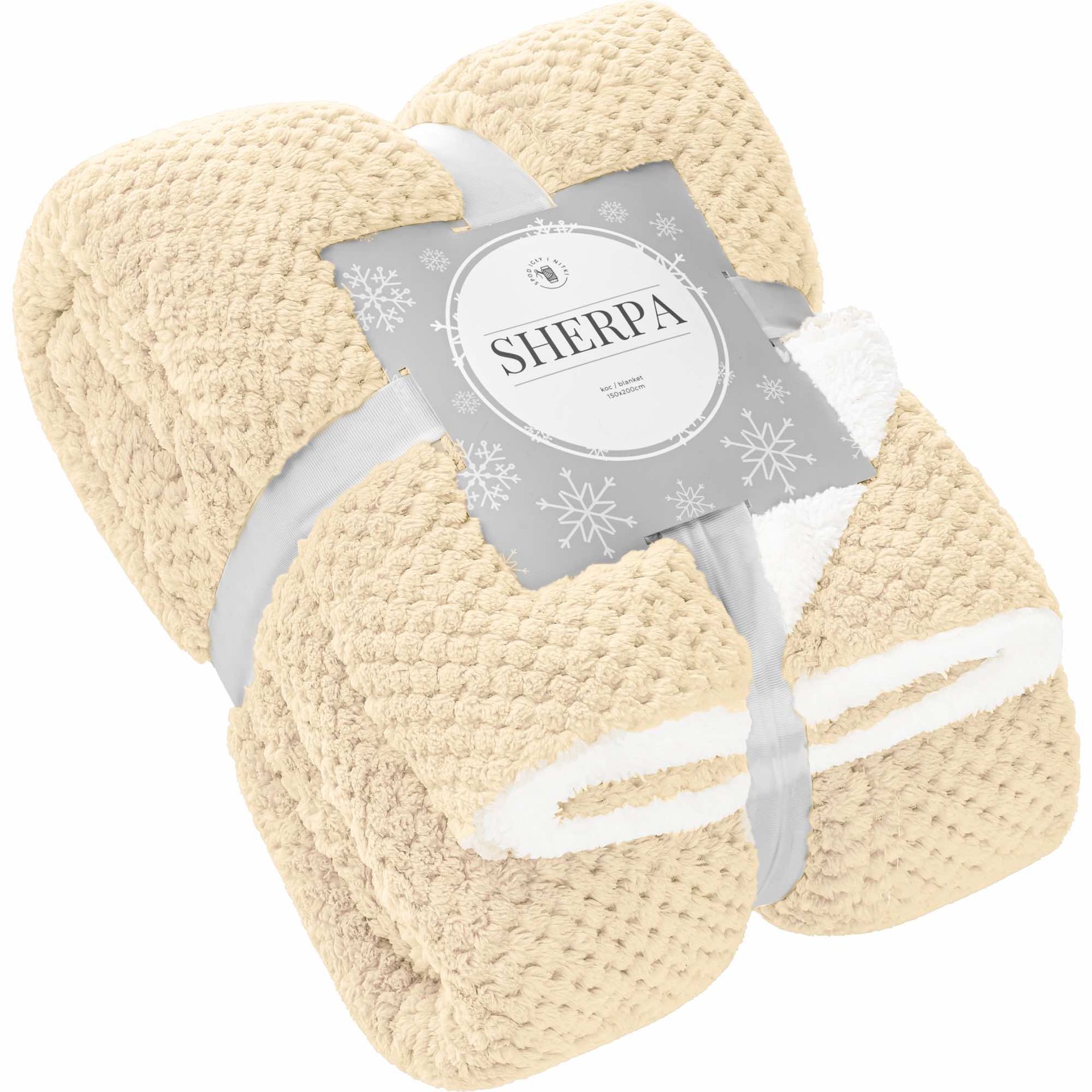 Jasno Beżowy Koc Z Mikrofibry Baranek 150x200 Sherpa