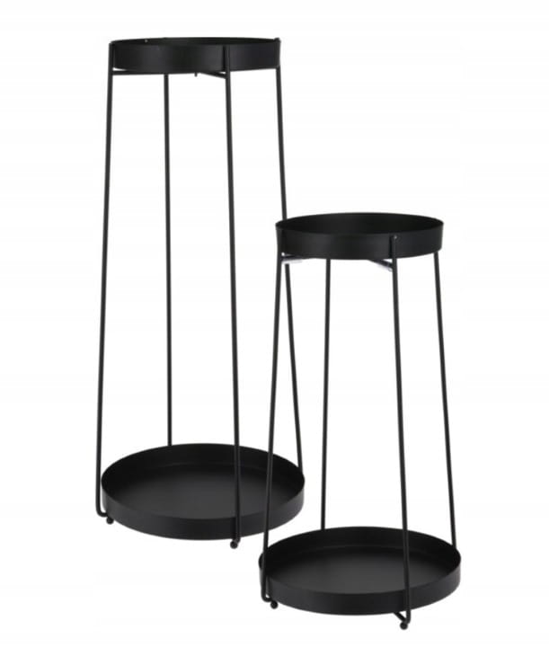 Kwietnik ozdobny stojący metalowy czarny na kwiaty 2 szt. styl industrialny