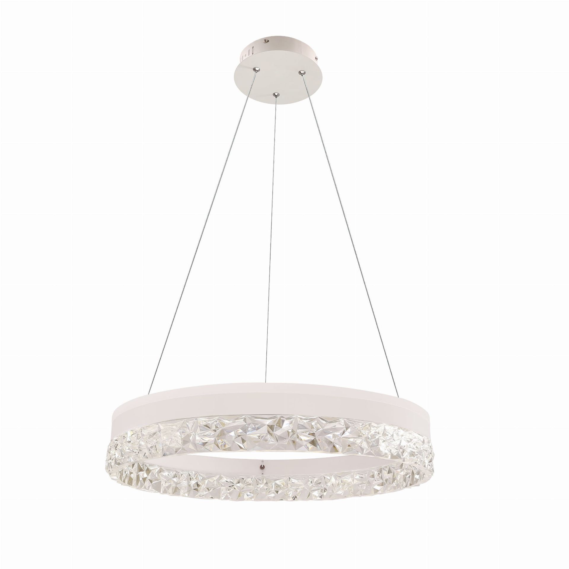 FROZI Lampa Wisząca Biały 32W LED 3000k Kryształki Bezbarwne