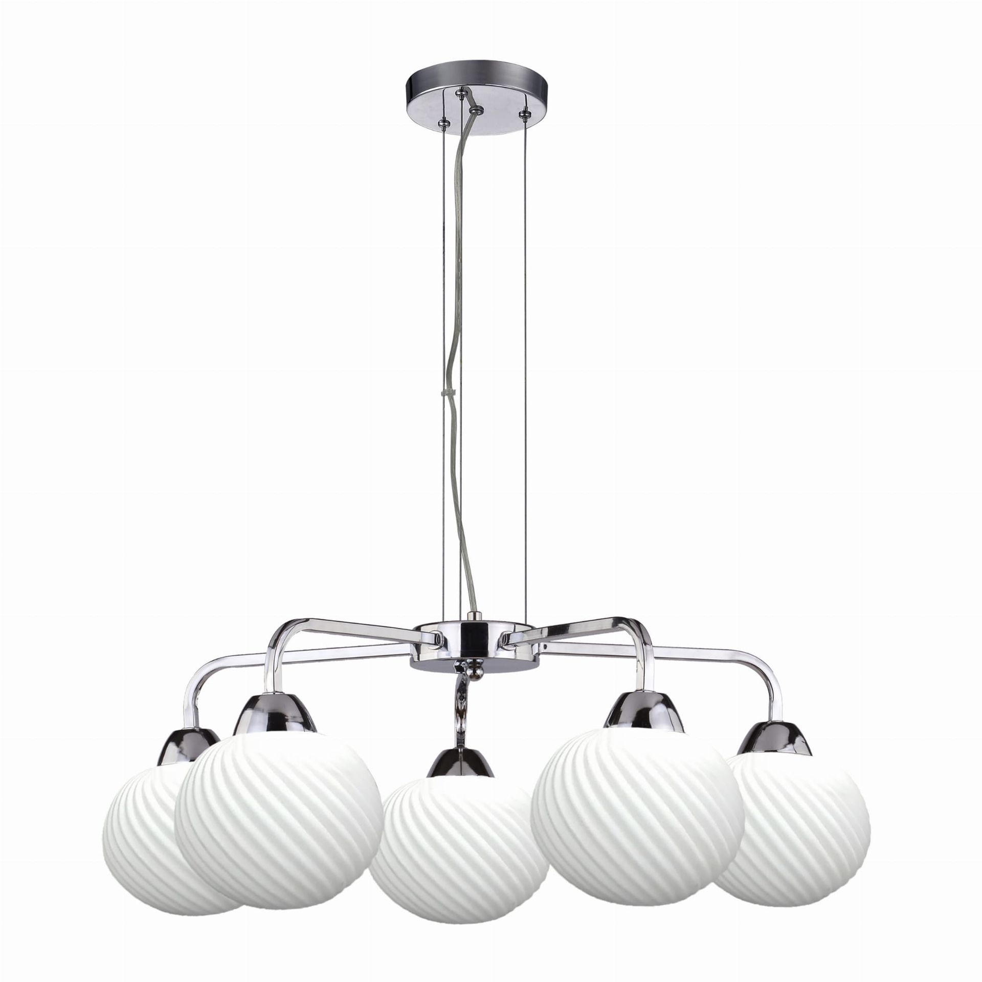 MADRYT Lampa Wisz¹ca Chrom 5x60W E27 Klosz Biały