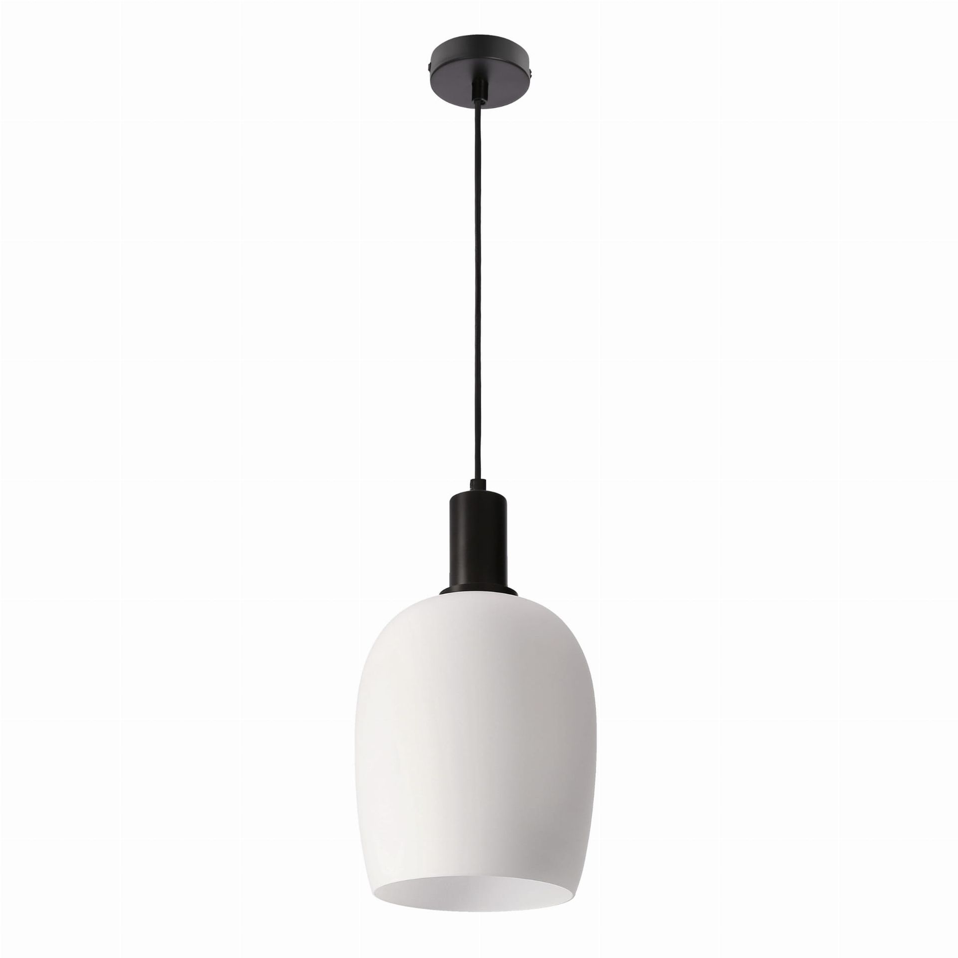 WOLKEN Lampa Wiszaca Czarny 1x40W E27 Klosz Biały