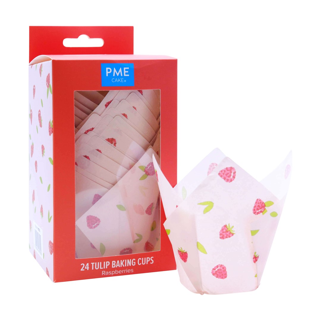 PME Papilotki tulipanowe do muffinek - motyw maliny (24 sztuki)
