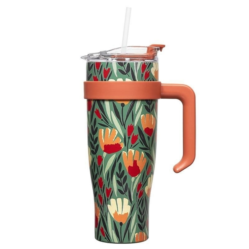 Fernity Kubek termiczny z uchwytem Fleur 1,2l zielony