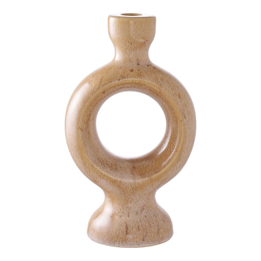 Fernity Świecznik ceramiczny brązowy okrągły