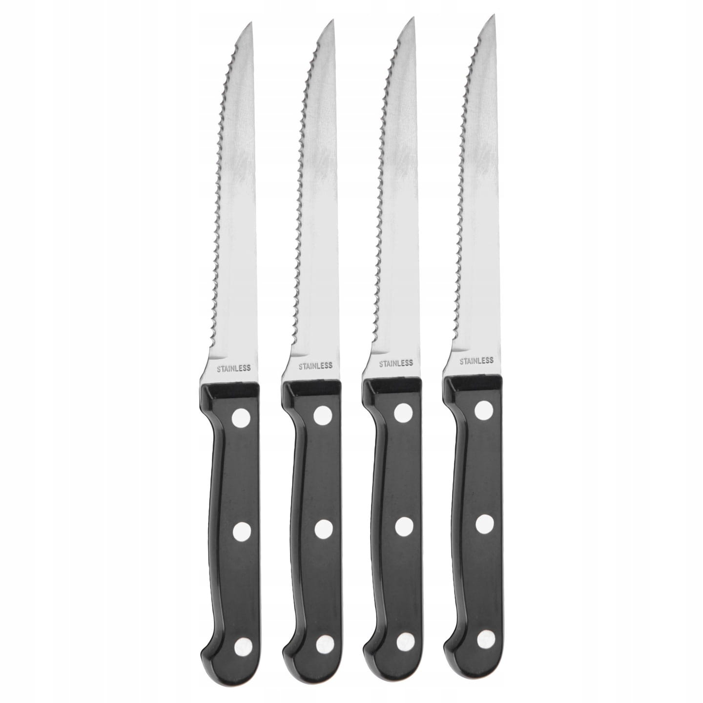 Zestaw 4 noży do steków i grilla ze stali nierdzewnej ząbkowanych