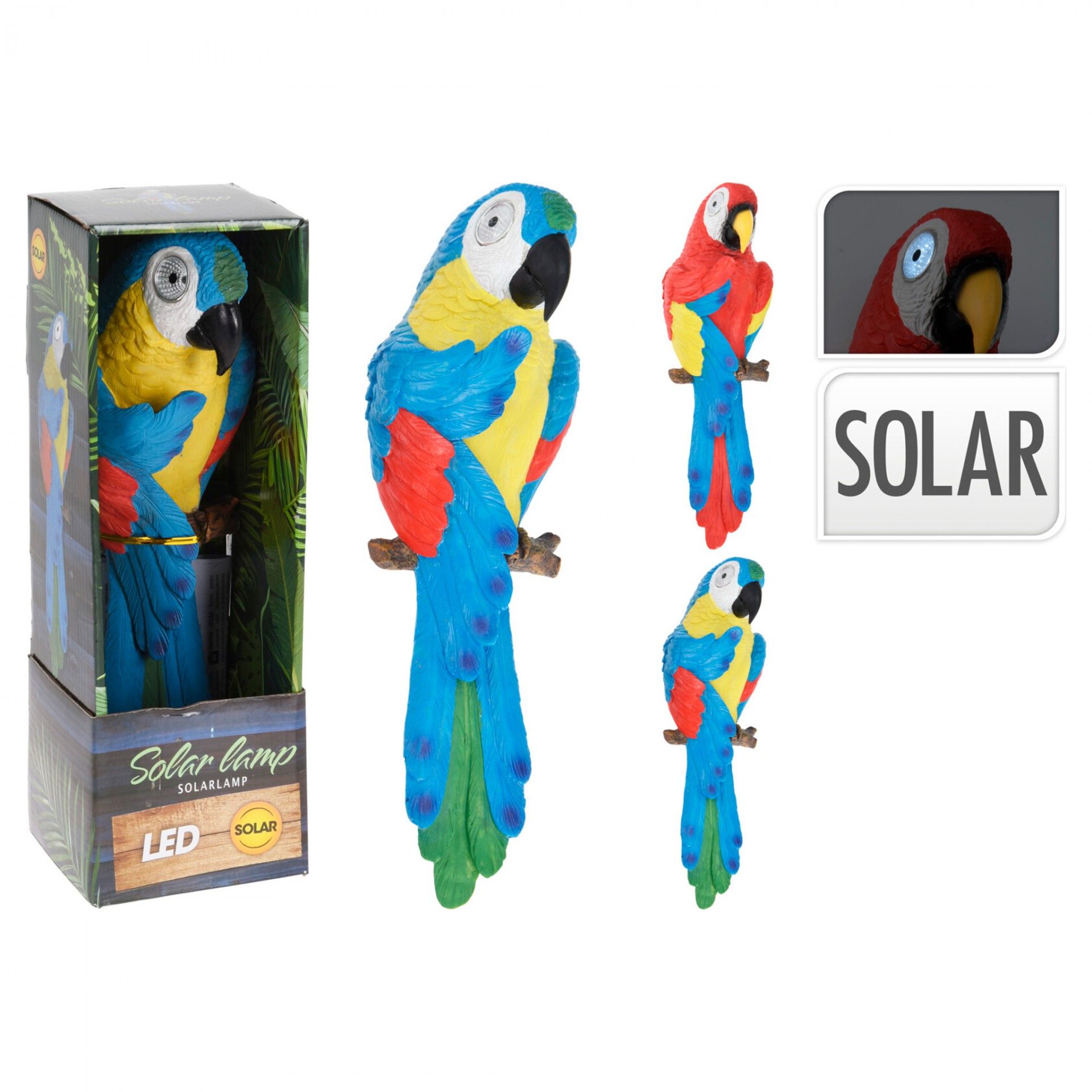 Premium Lampka słoneczna LED papuga czerwona 37 cm