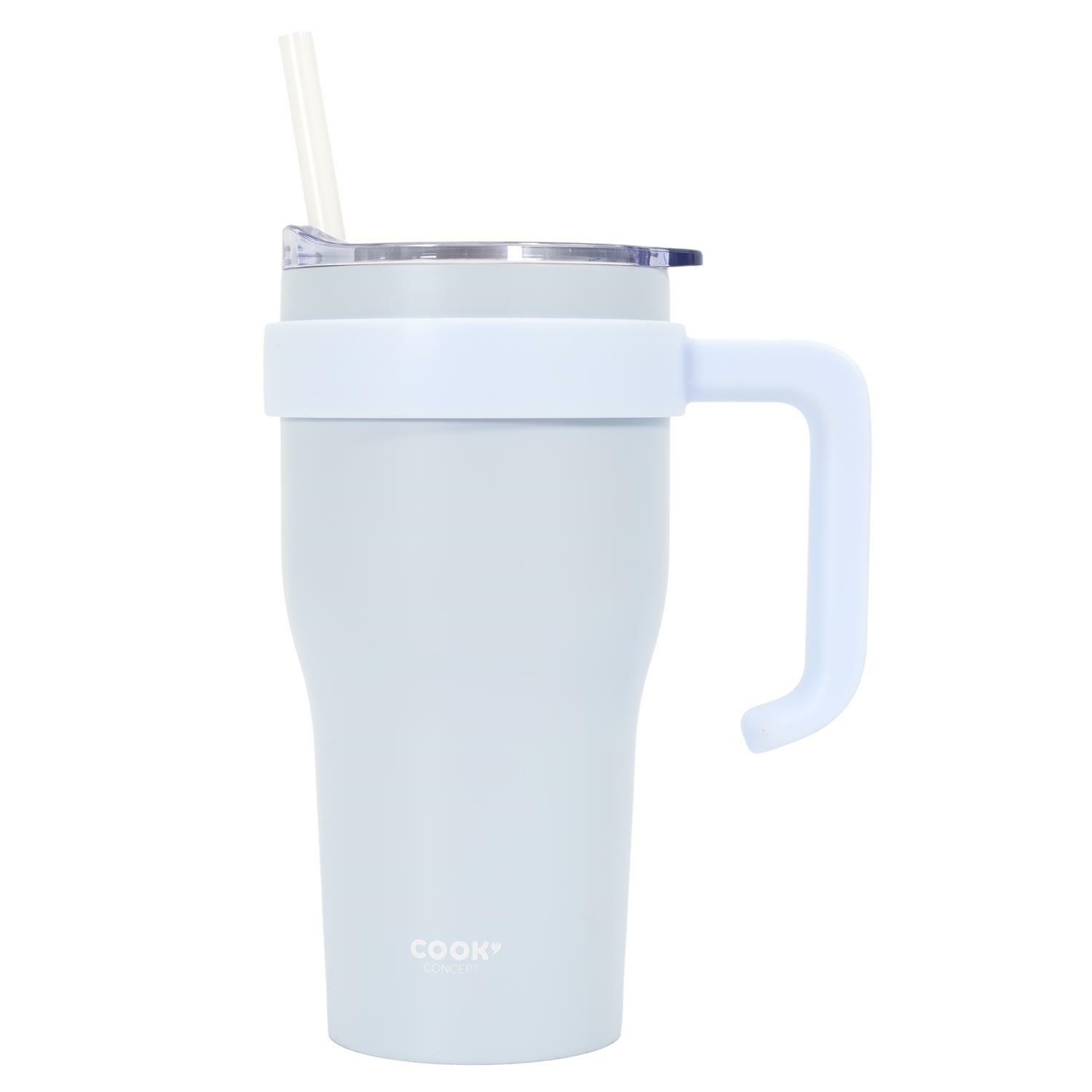 Fernity Kubek termiczny z uchwytem i słomką Miami 600ml biały