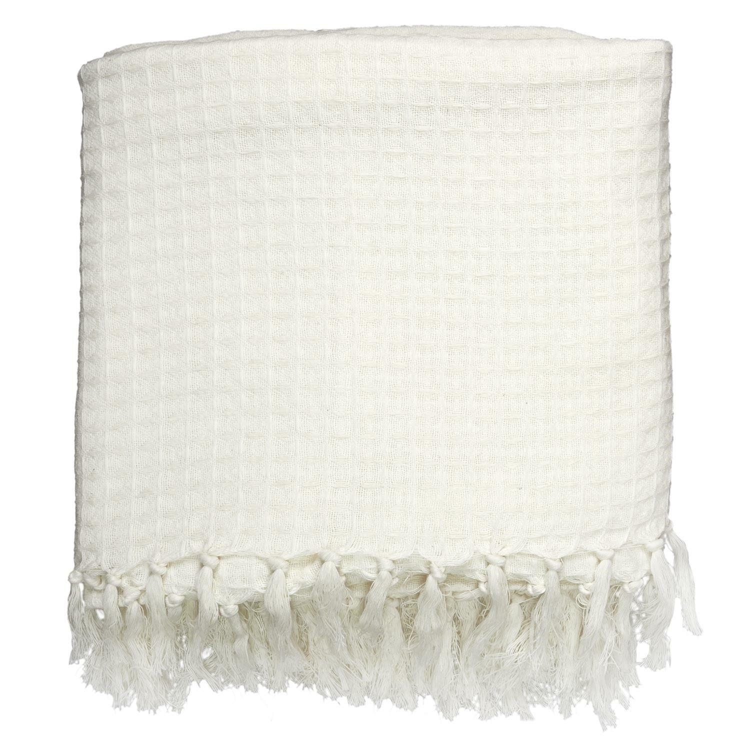 Fernity Koc/Pled Waffle biały 150x200cm