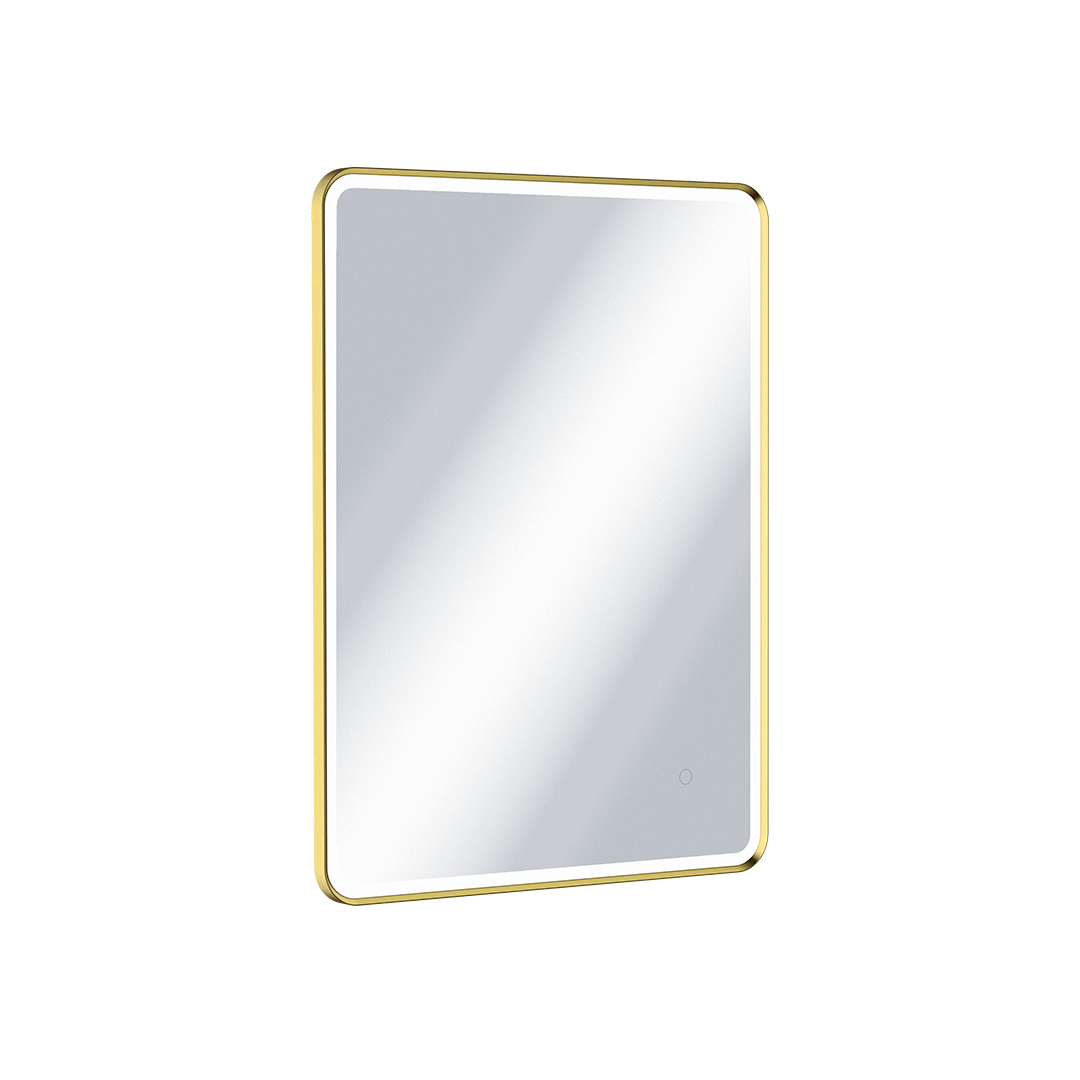 Excellent lustro łazienkowe 80x60 cm z oświetleniem LED, złoty połysk