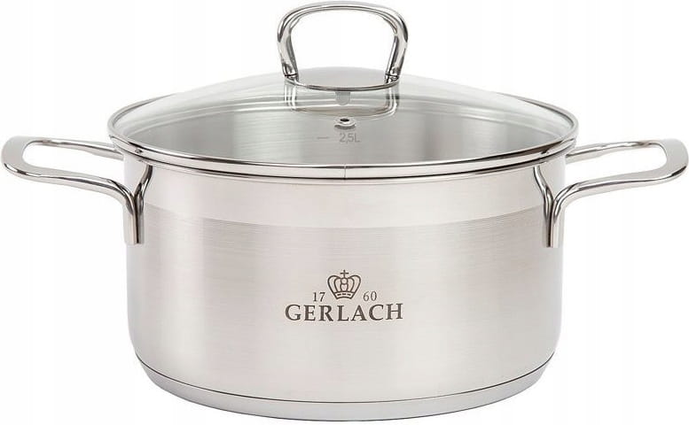 GERLACH GARNEK STALOWY DUŻY BRAVA 24 cm NA INDUKCJĘ 5 L BEZ POKRYWKI OUTLET
