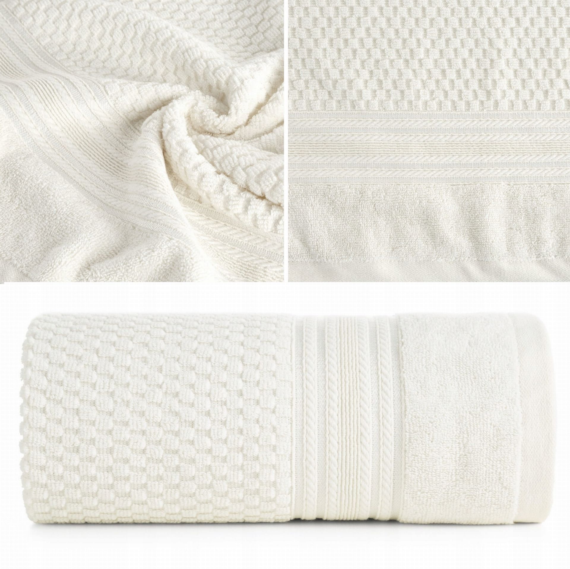 Ręcznik Frotte 50x90 Eurofirany DAVOS kremowy 500gsm Kąpielowy Puszysty