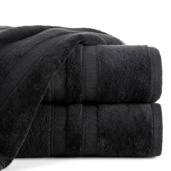 Ręcznik kąpielowy 70x140 czarny 100% bawełna 500g welwet pasy PORTO 470057