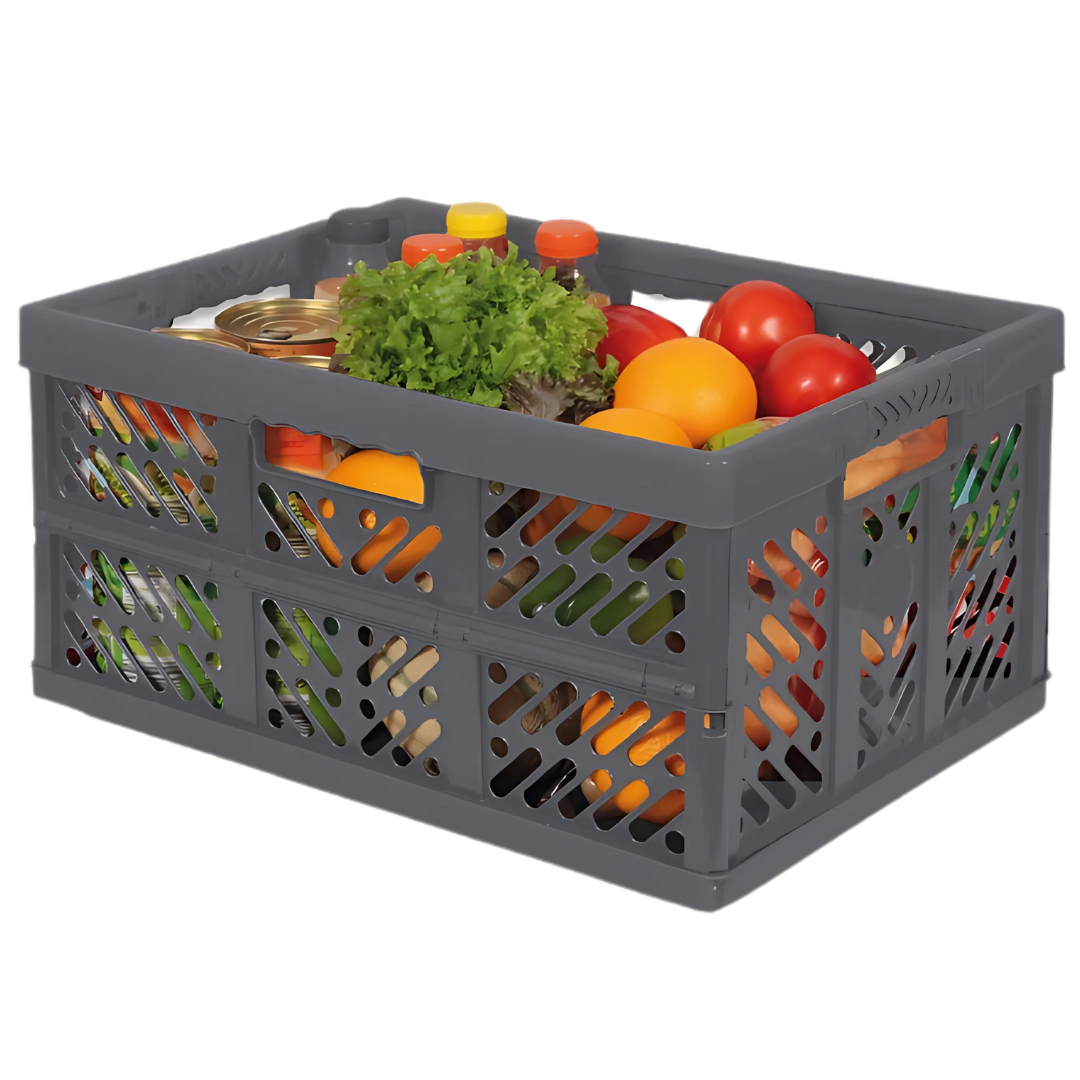 Kosz składany plastikowy 45l szary pojemnik na zakupy przechowywanie