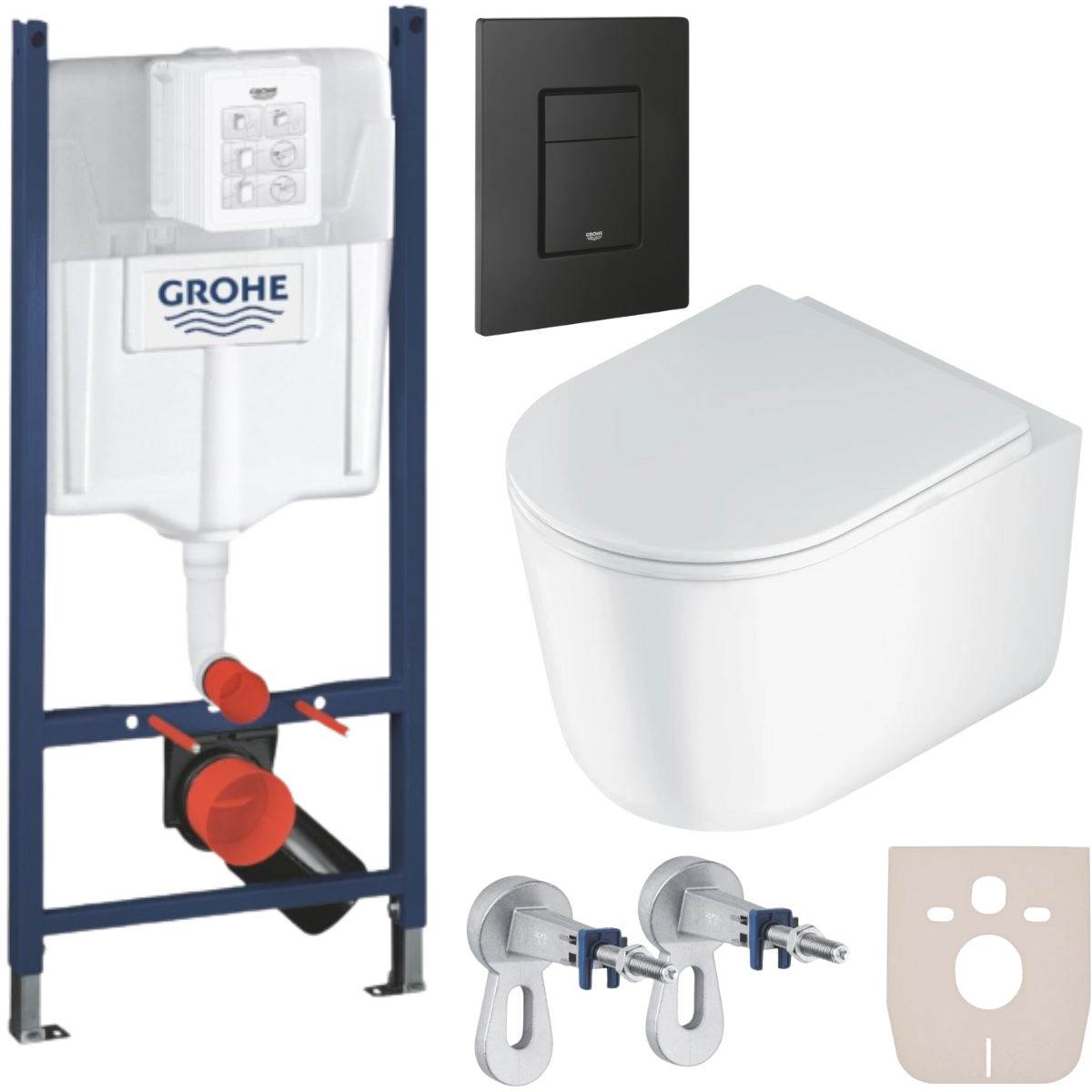 Grohe Rapid SL Zestaw WC stelaż przycisk Skate czarny mat wsporniki uszczelka