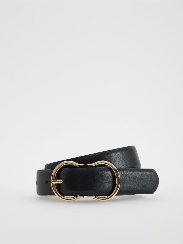 Reserved - Pasek z imitacji skóry - czarny