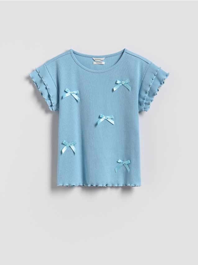 Reserved - Bluzka z kokardkami - jasnoniebieski