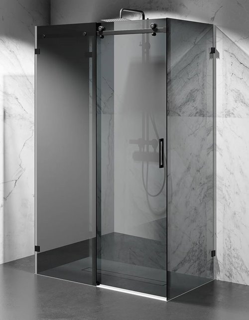 Swiss Liniger Kabina prysznicowa trójścienna 130x80x80 cm szkło 8mm grafitowe profile czarne matowe CV20P130x80BG