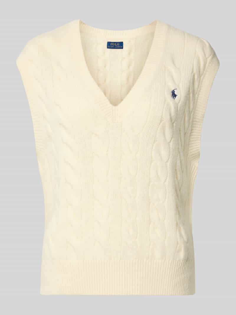 Bezrękawnik z dzianiny ze ściegiem warkoczowym