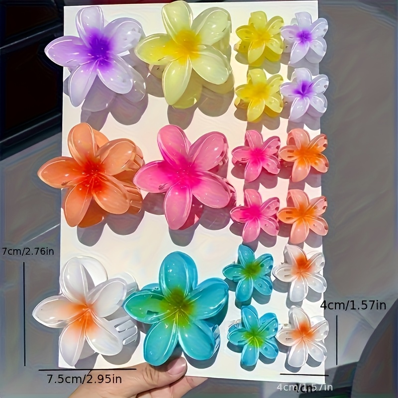 TEMU 18 Gradient Candy-Colored Flower Hair Clips, w tym 6 dużych i 12 małych - zaprojektowane do grubej włosów z mocnymi antypoślizgowymi klipsami