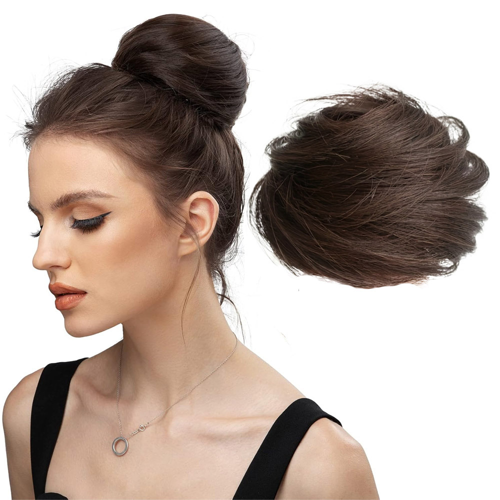 TEMU 1 szt. Prosty z Ludzkich Włosów Scrunchie - Gruby Ukończony Kucyk dla Kobiet, 100% Prawdziwe Włosy, Naturalny Wygląd, Bezpieczne Przyczepienie,