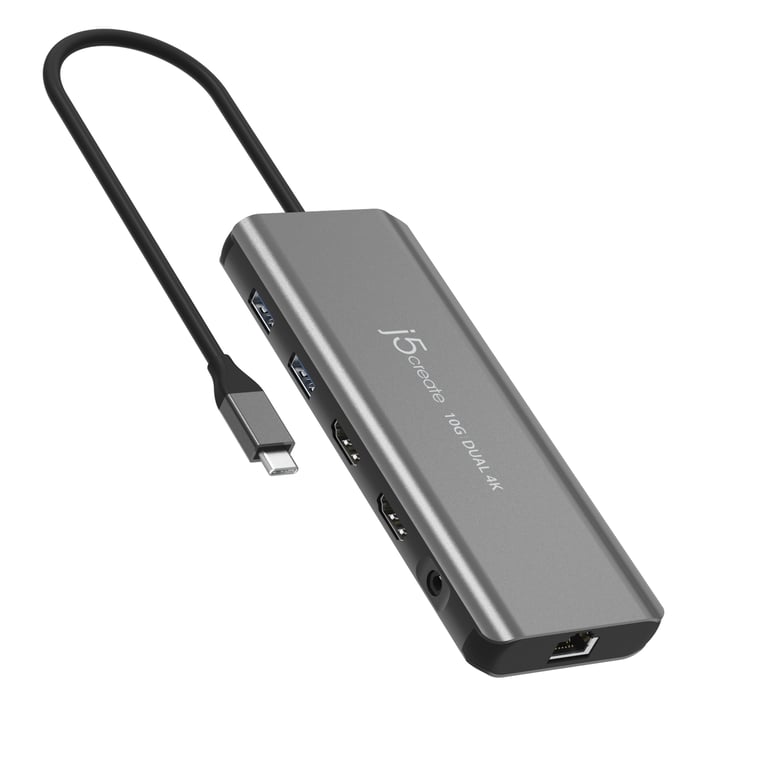 j5create JCD398-N stacja dokująca Przewodowa USB 3.2 Gen 2 (3.1 Gen 2) Type-C Szary