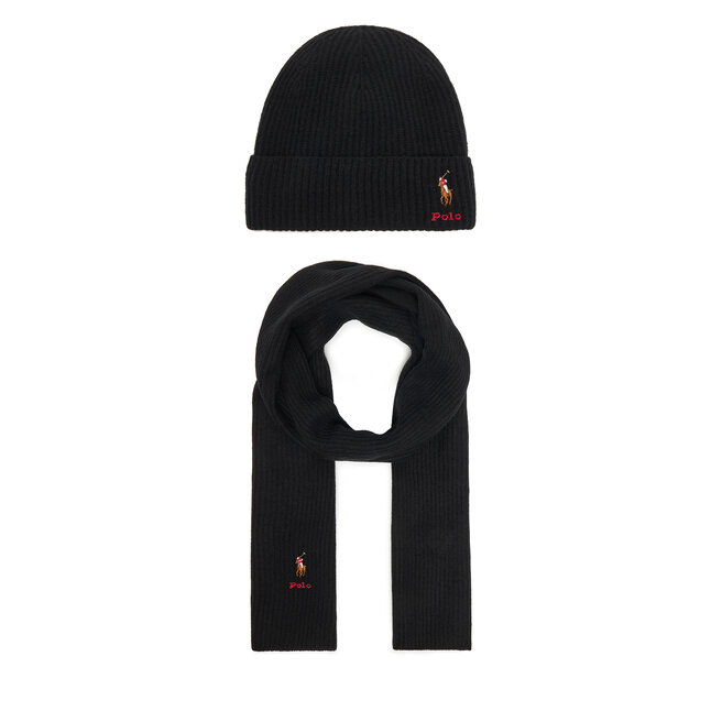 Zestaw Szalik i Czapka Polo Ralph Lauren 455981430003 Czarny