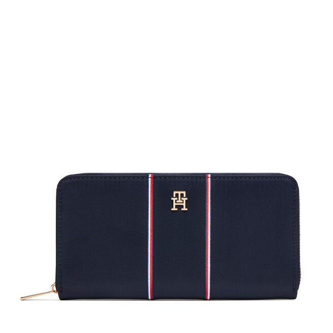 Duży Portfel Damski Tommy Hilfiger Th Icon Lrg Za Nylon Corp AW0AW17954 Granatowy