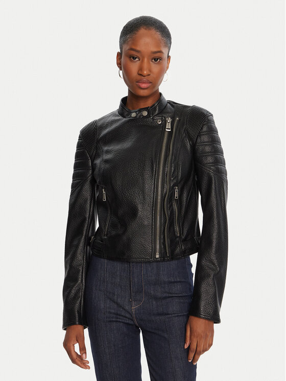 Guess Kurtka z imitacji skóry W5YL19 WHDS0 Czarny Regular Fit
