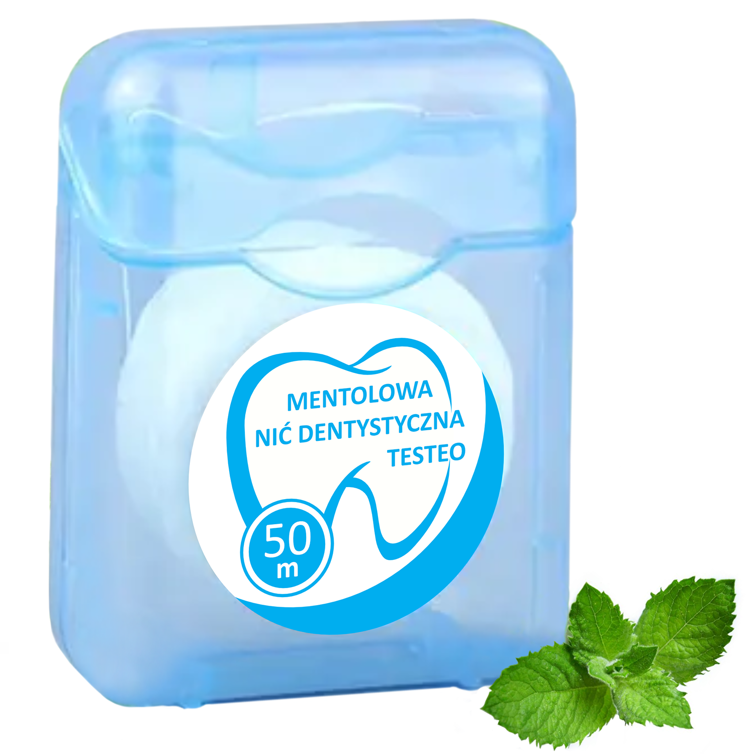 Testeo, nić dentystyczna woskowana, mentolowa, 50 m
