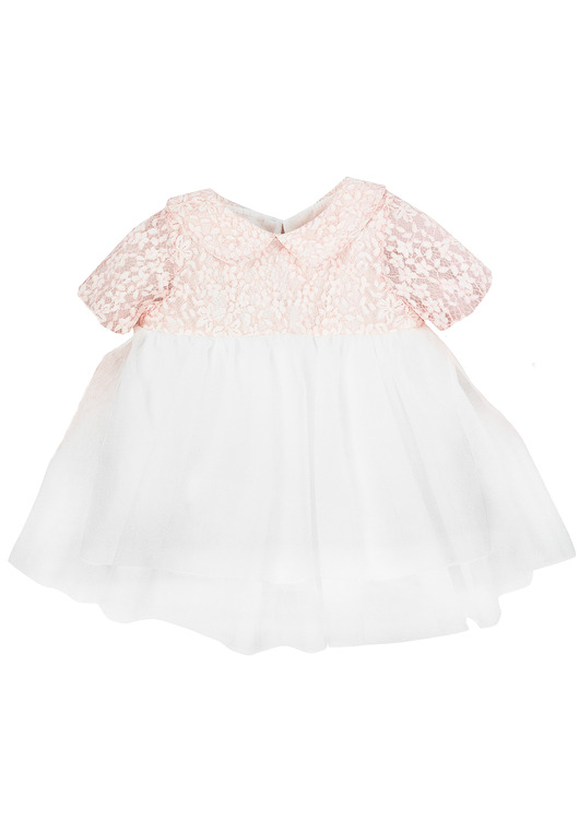 Elegancka sukienka ANETTE z tiulem krótki rękaw róż