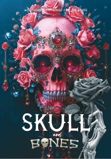 Kolorowanka A4 pionowa 8 obrazków Skull różowe - kolorowanka