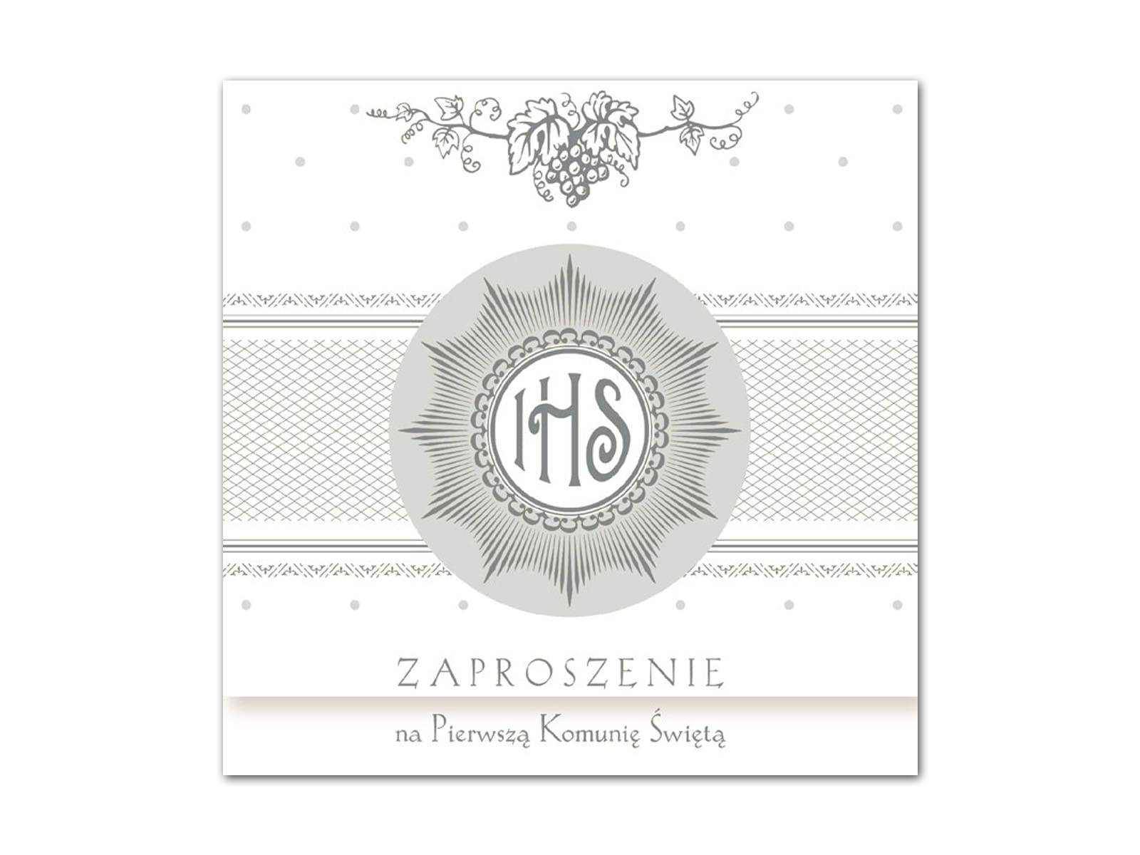 Zaproszenie na komunię z srebrnym nadrukiem - 1 szt.