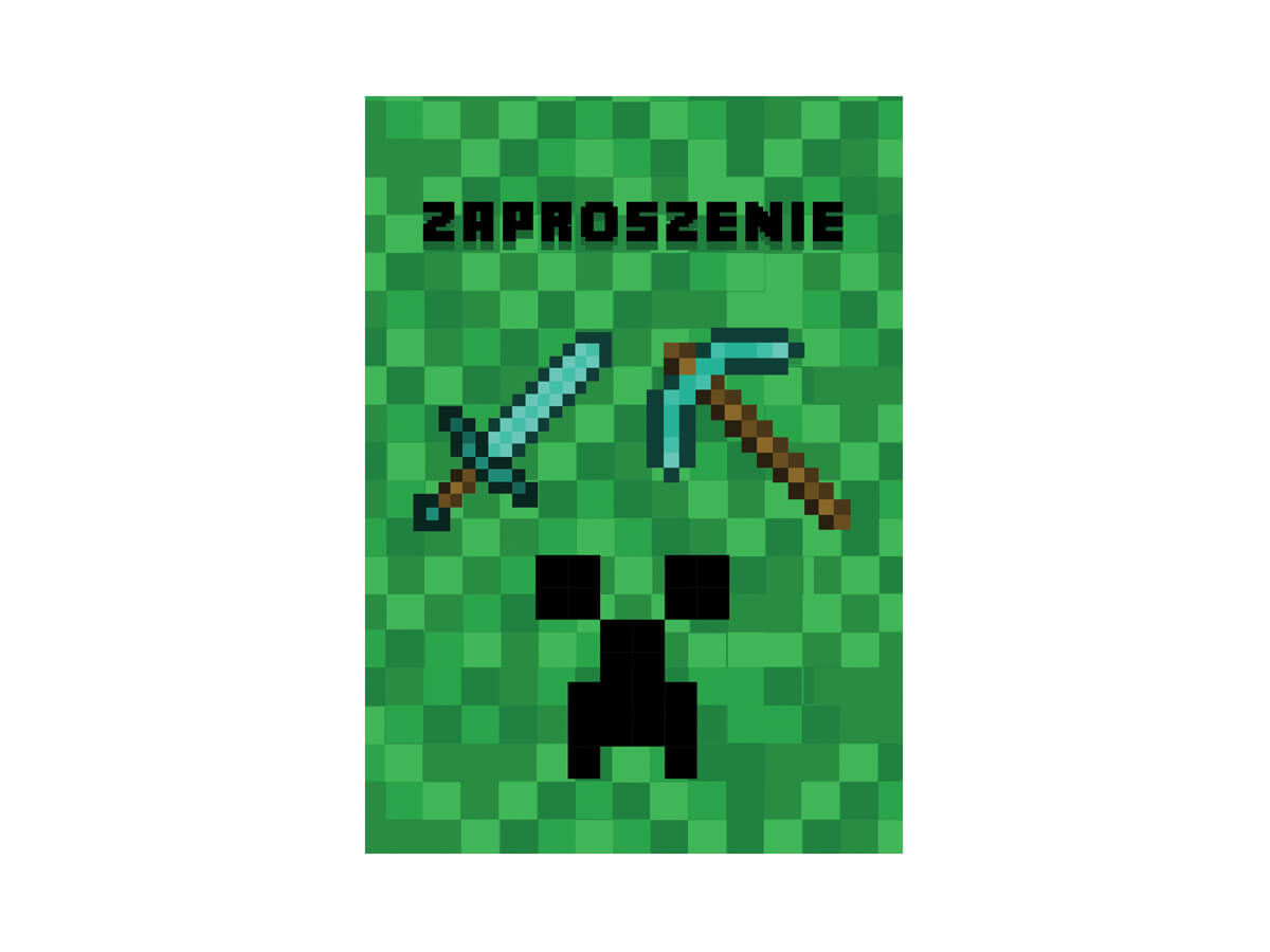 Zaproszenia personalizowane na urodziny Piksele - 8 szt.