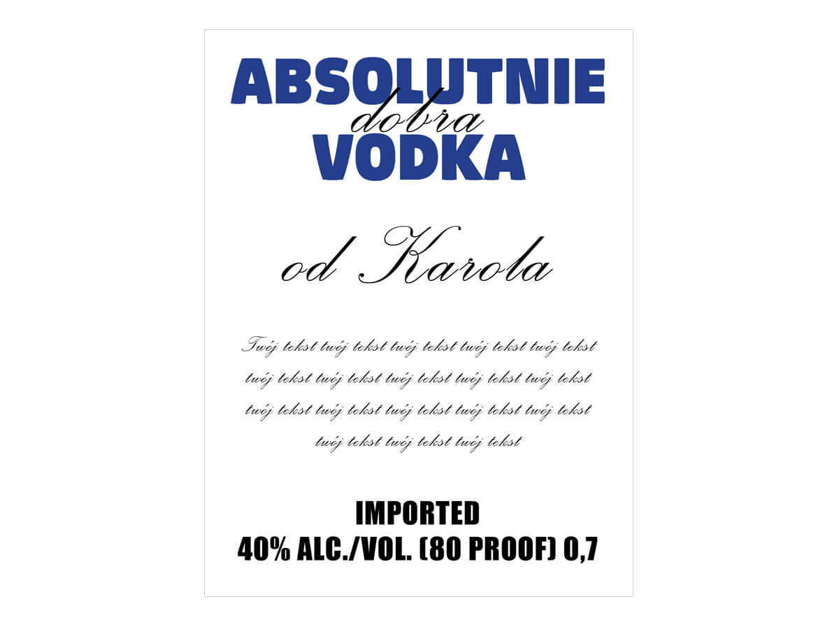 Etykiety personalizowane na butelkę Absolut - 9 szt.