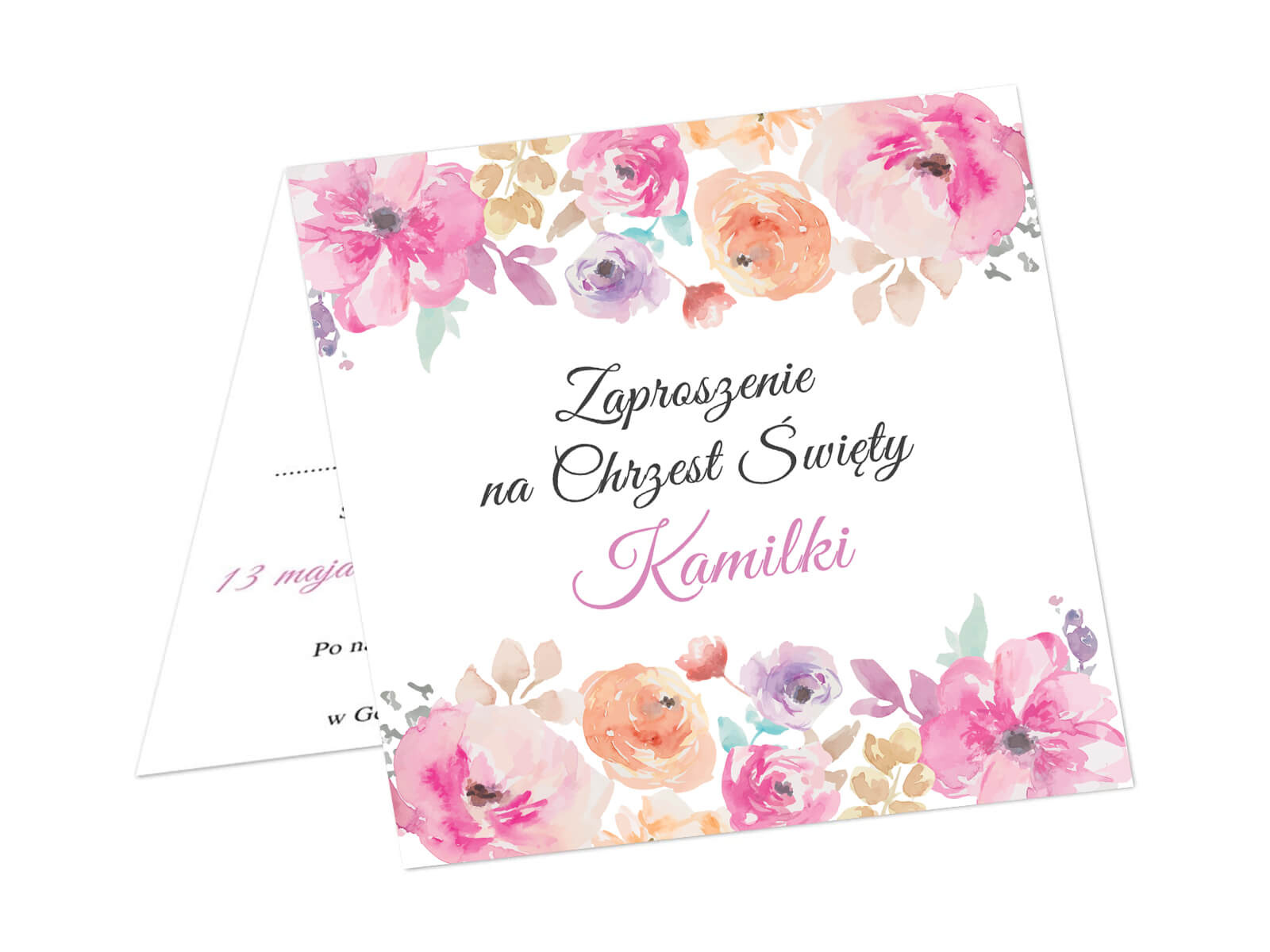 Zaproszenia personalizowane na chrzest dziewczynki - 6 szt.