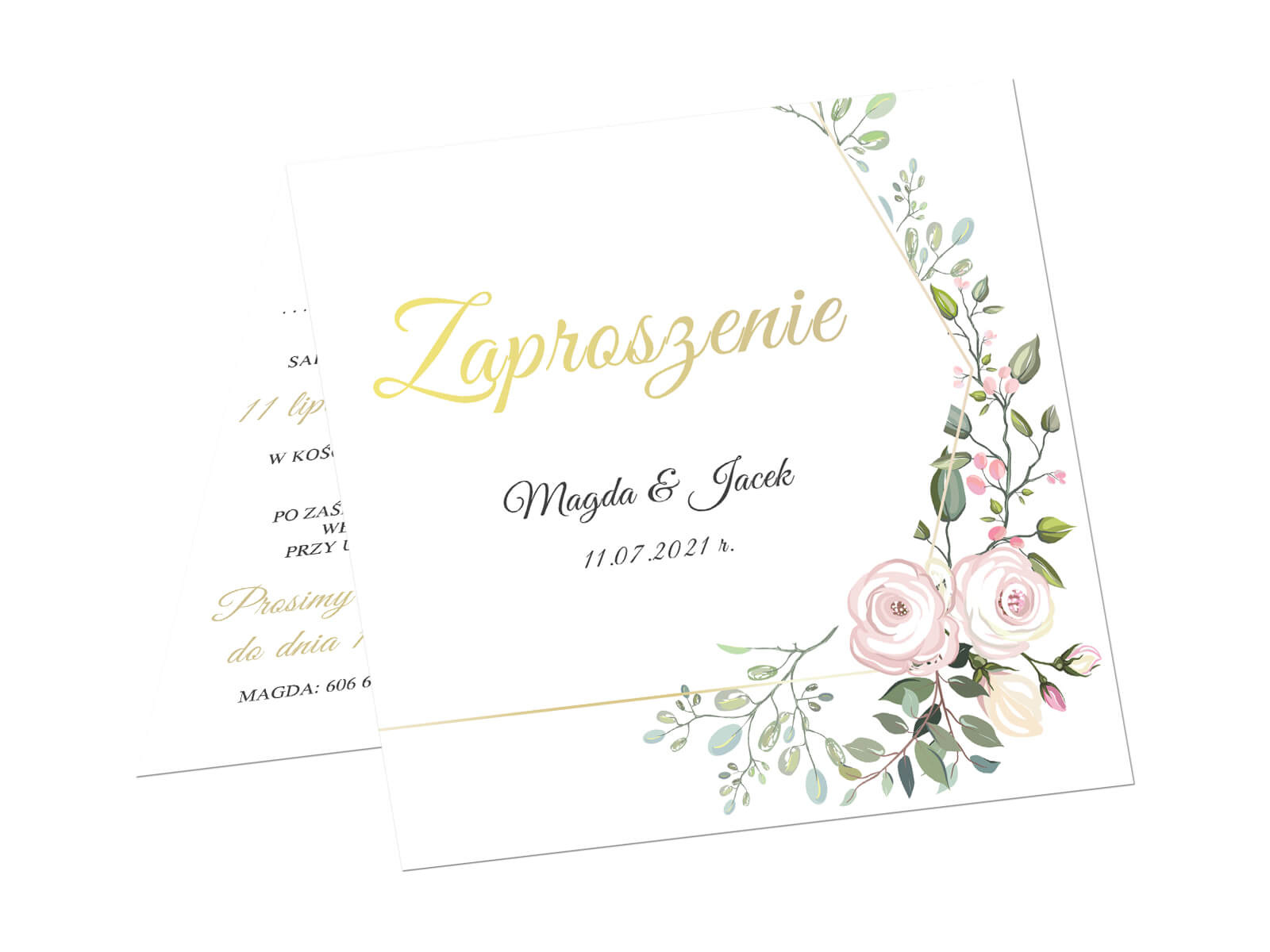 top Zaproszenie personalizowane na ślub z kopertą - 6 szt.