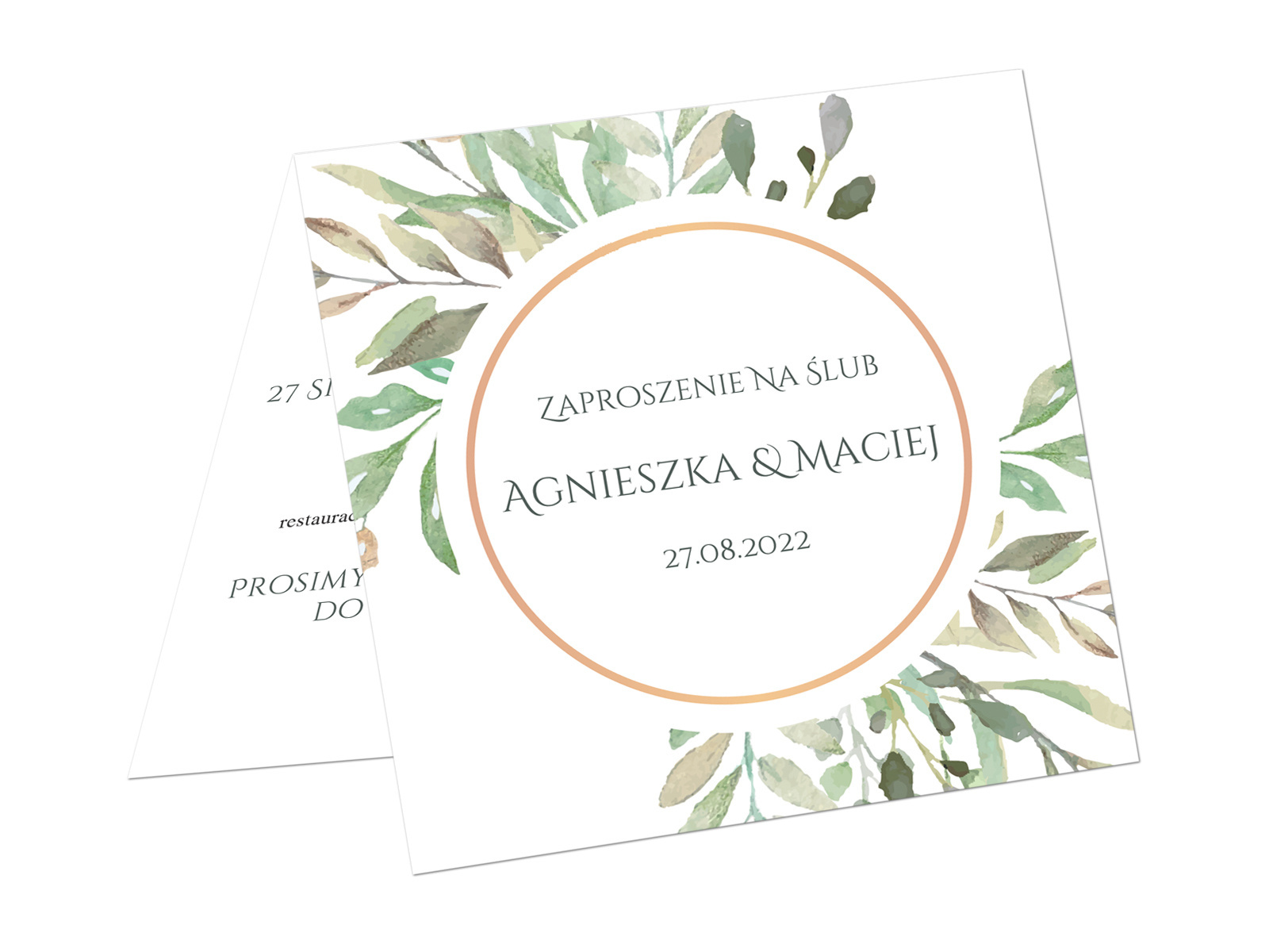 Zaproszenie personalizowane na ślub z kopertą - 6 szt.