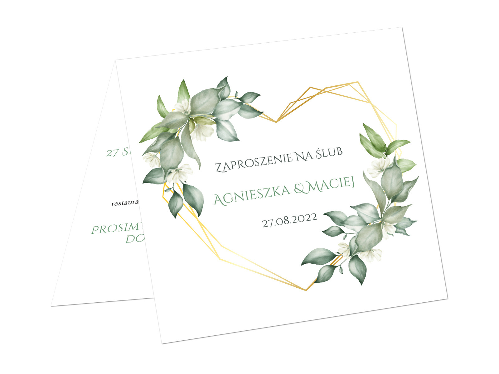 Zaproszenie personalizowane na ślub z kopertą - 6 szt.