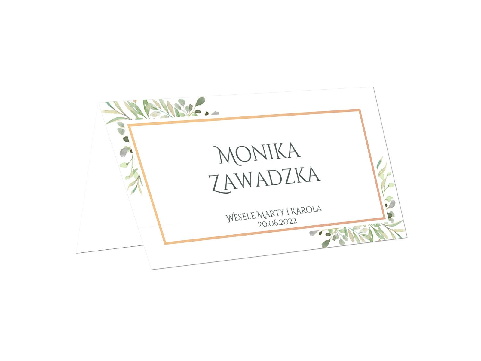 Winietki personalizowane składane z listkami i ramką - 15 szt.