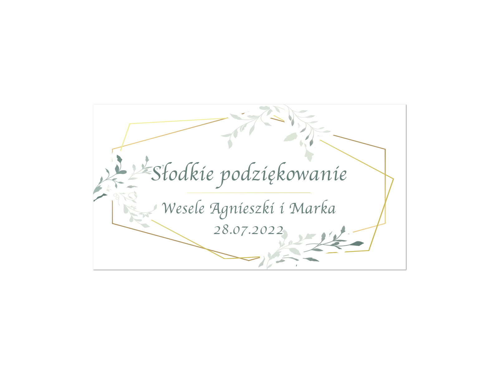 Naklejki personalizowane na pudełka na ciasto z zielonymi listkami - 30 szt.