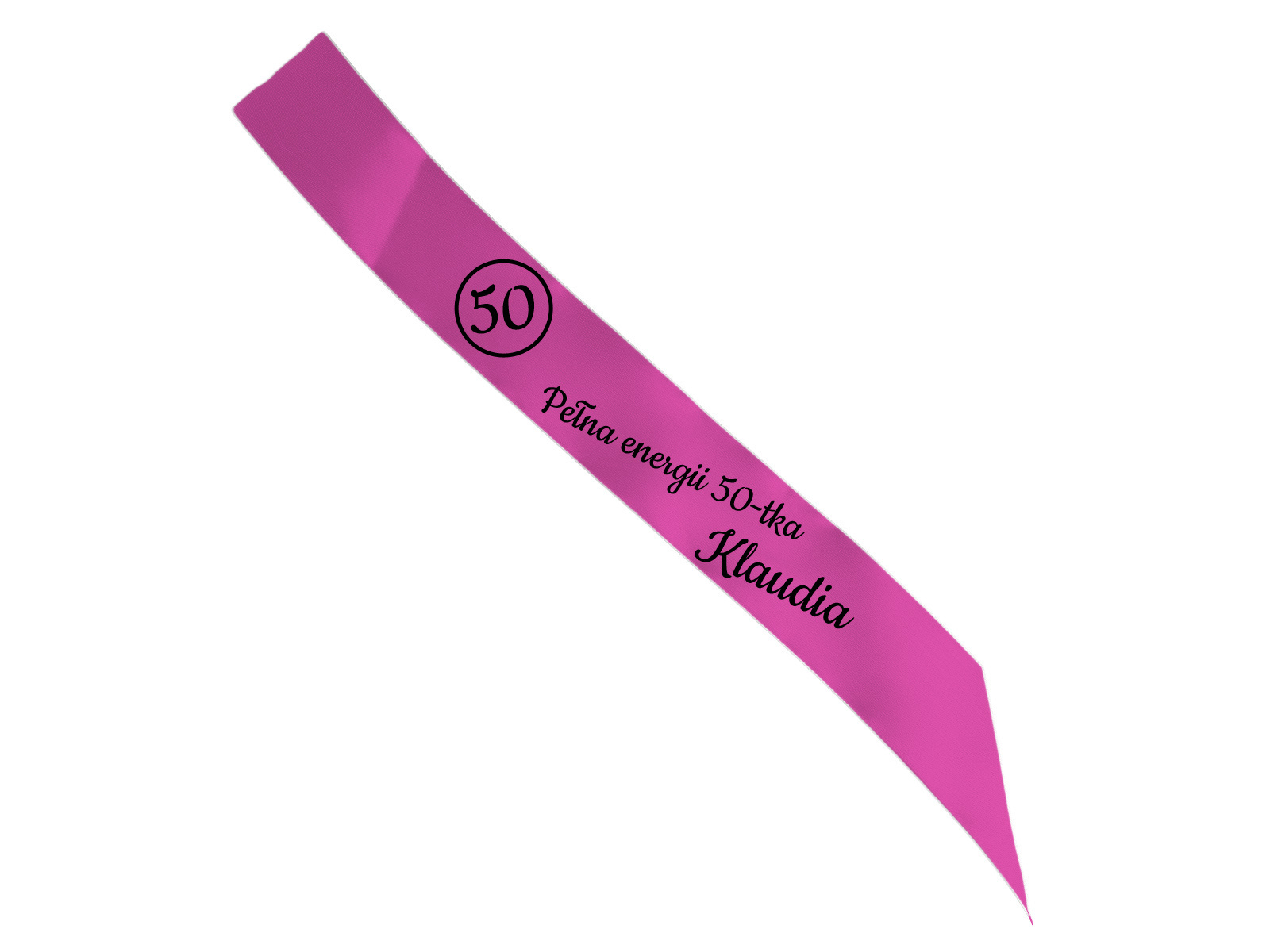 Szarfa personalizowana z imieniem na 50 urodziny - 140 cm - 1 szt.