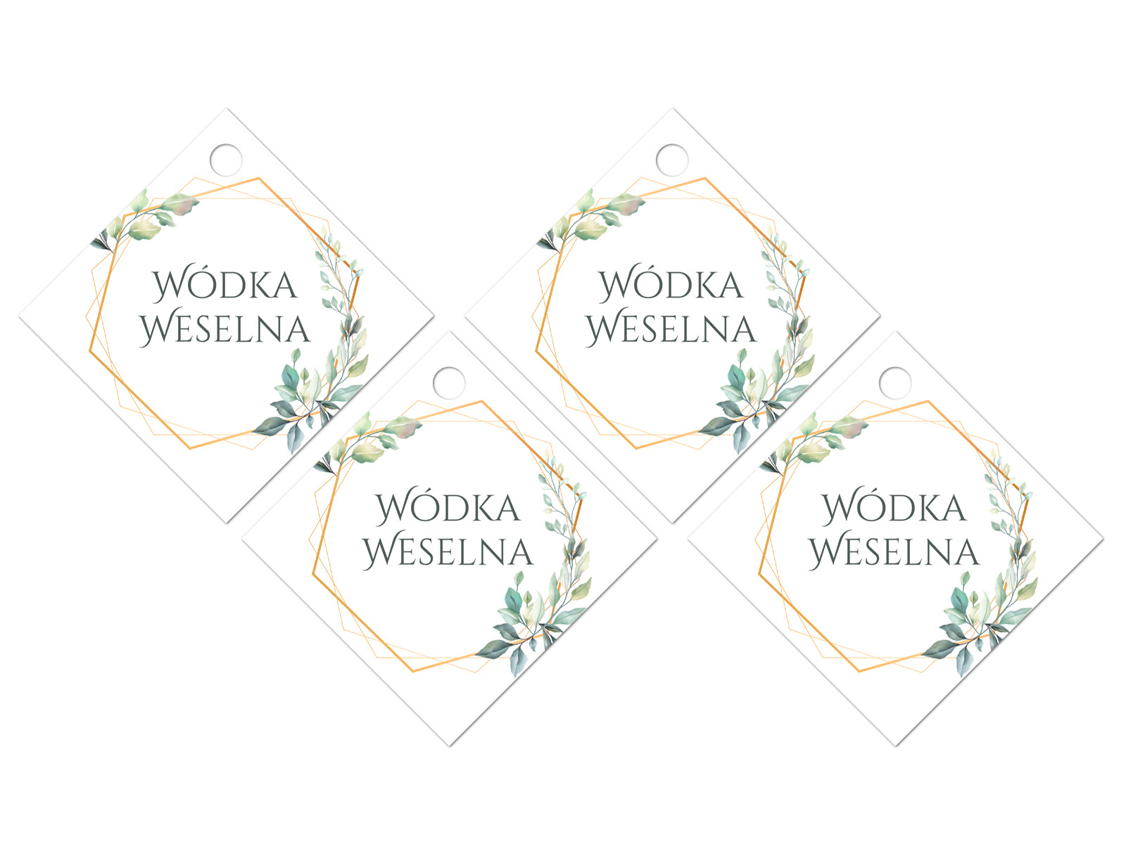 Zawieszki z wstążeczką na wódkę weselną - 12 szt.