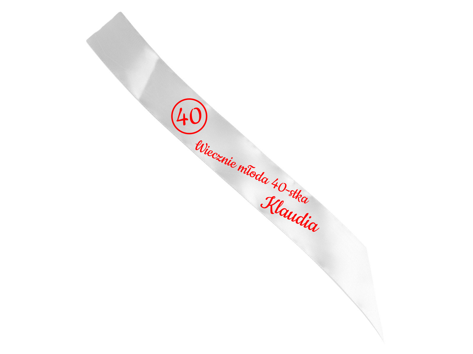 Szarfa personalizowana z imieniem na 40 urodziny - 140 cm - 1 szt.