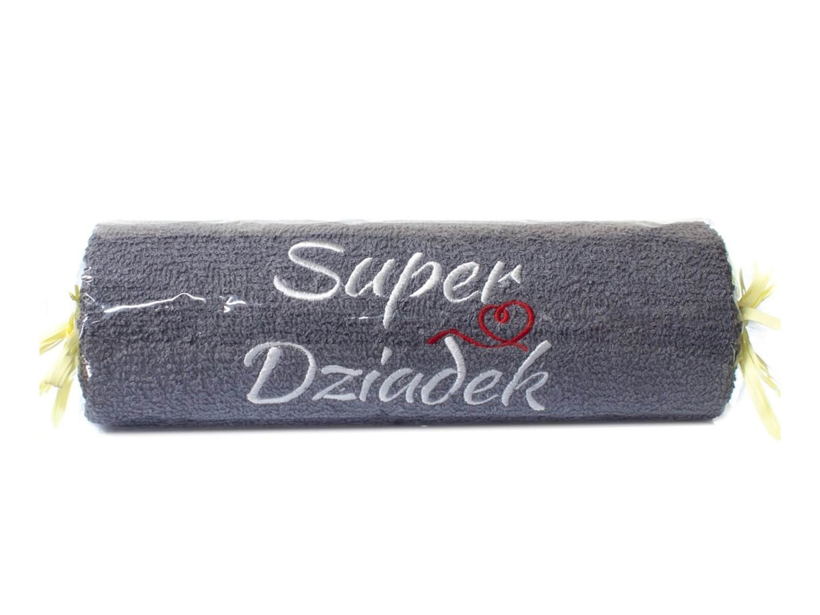 Ręcznik frotte z napisem Super Dziadek szary
