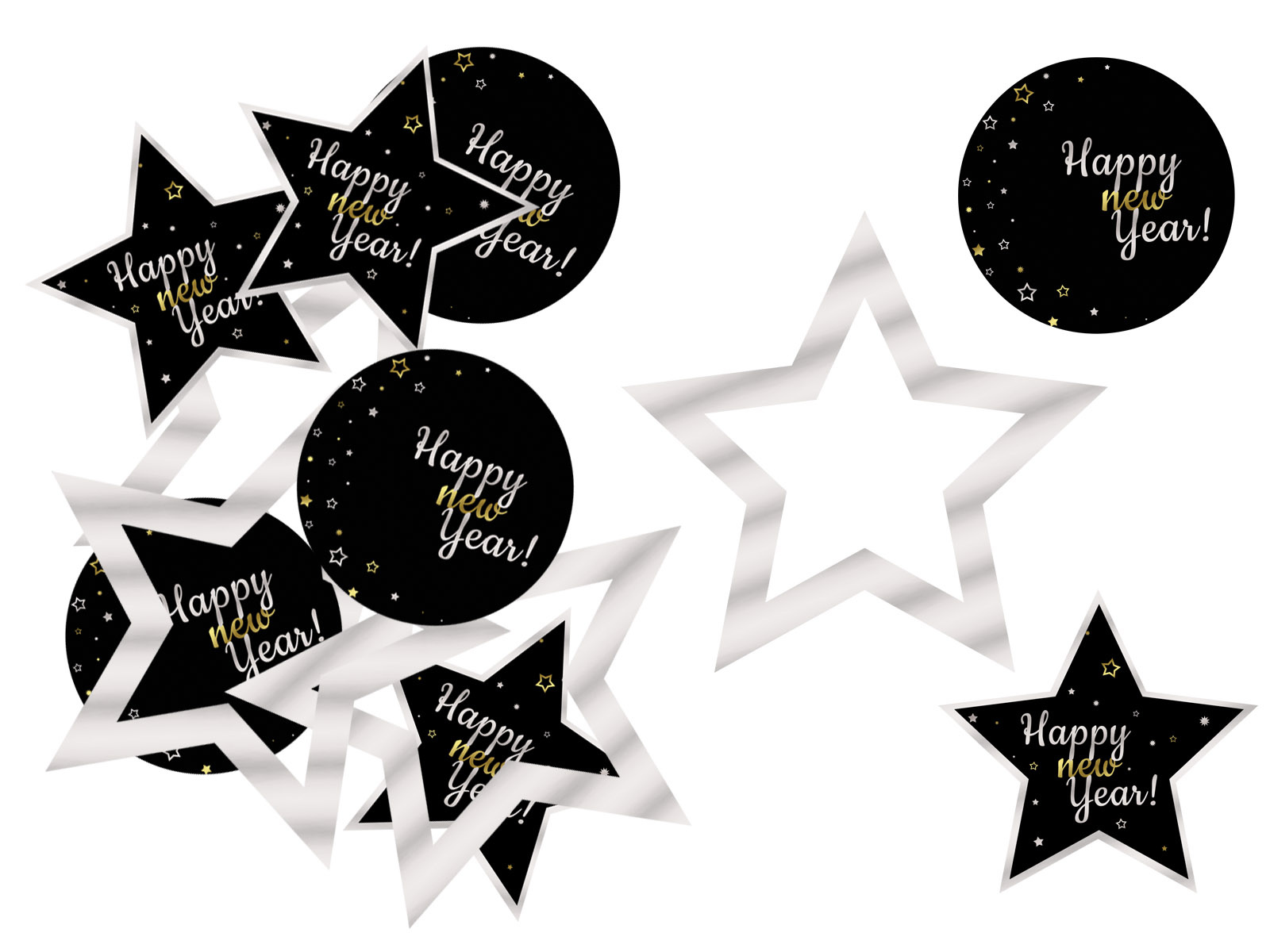 Dekoracja dwustronna Happy New Year - 12 szt.